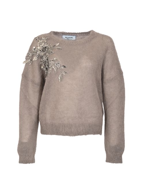 Maglia in mohair con ricamo Grey BLUGIRL | RF5082 MS03763917
